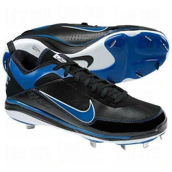 Mens Baseball Cleats Nike Air 15 Black Show Elite 2 Fx Leather Low Metal Shoes - Picture 1 of 5